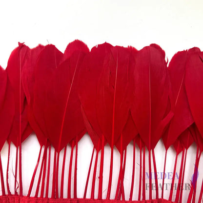 Stripped Goose Feather Trim #23 tango red