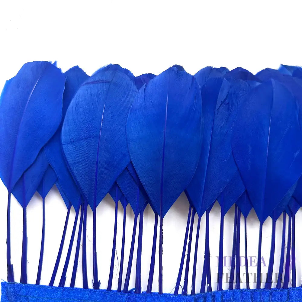 Stripped Goose Feather Trim #67 royal blue
