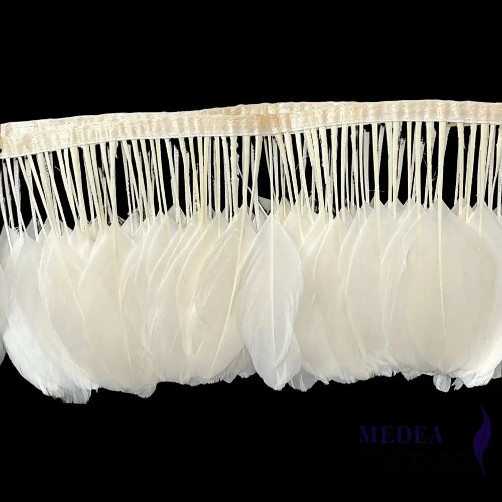 Stripped Goose Feather Trim FTGOOSE03 - #01 Ivory