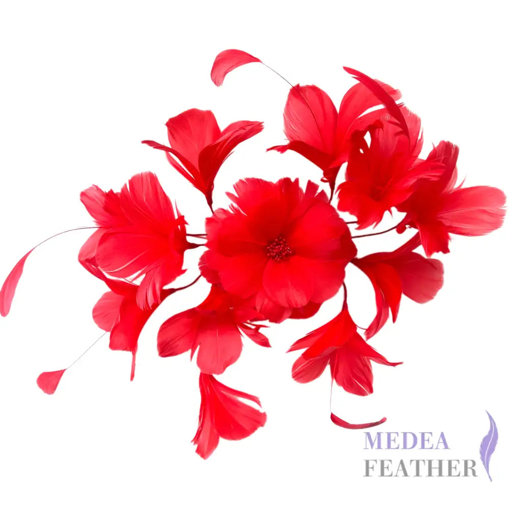 Surrounded Feather Flowers Set DS250606 #22 red