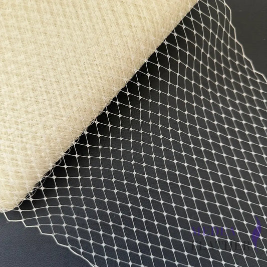 Taiwan made 1 cm Grid Bridal Veiling - 1m Ivory