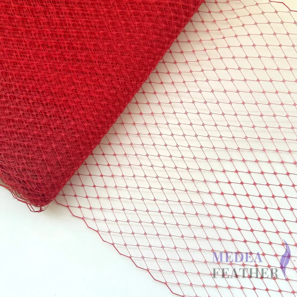 Taiwan made 1 cm Grid Bridal Veiling - 1m Red