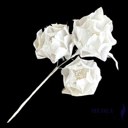 Three Goose Feather Flowers Set FM045 #02 white