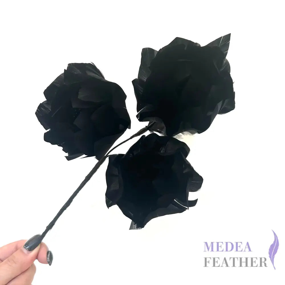 Three Goose Feather Flowers Set FM045 #03 black
