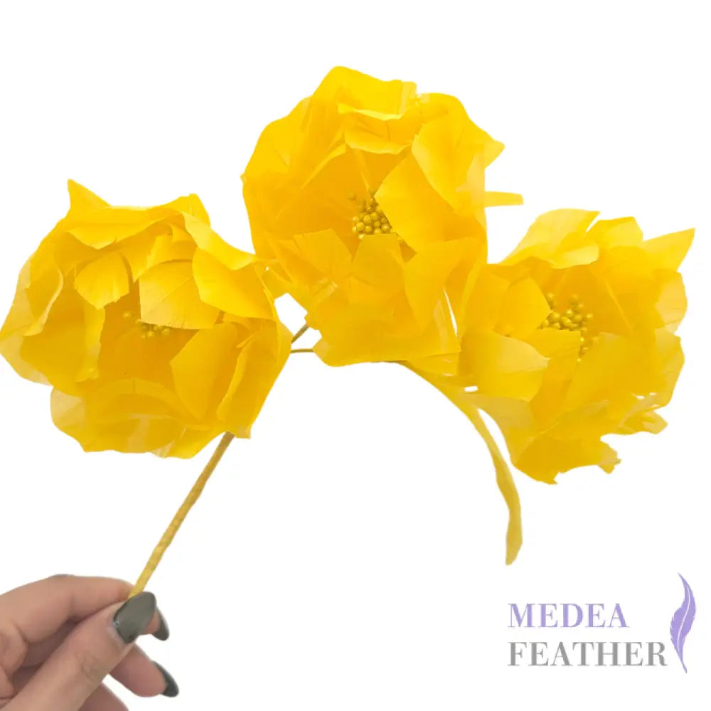 Three Goose Feather Flowers Set FM045 #58 yellow