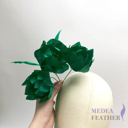 FM045 Three Goose Feather Flowers Set Mount #70 bright green