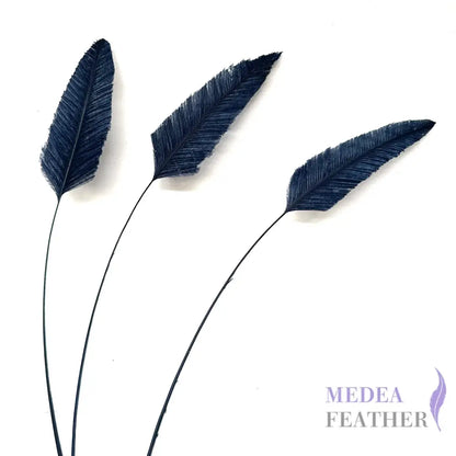 Trimmed Ostrich Feather - Pack of 2 30cm navy arrow head style trimmed