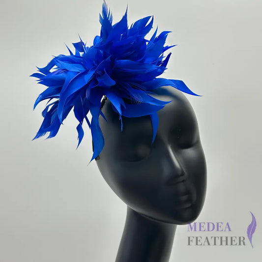 Turkey Feather Flower Mount #67 royal blue