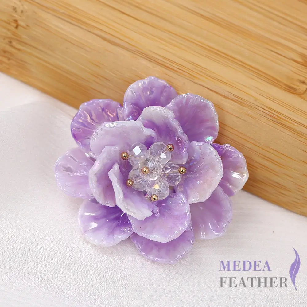 Two-colour Bead Flower BF10 Purple + White