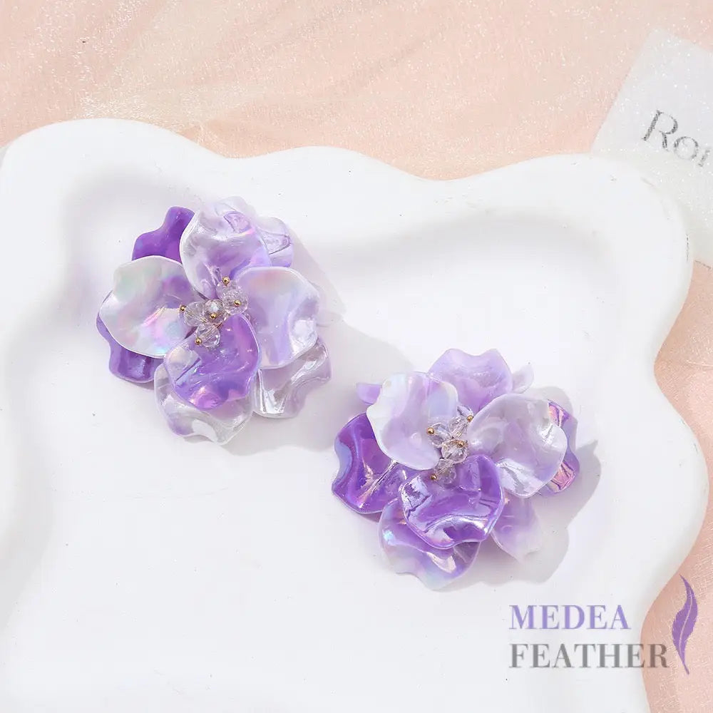 Two-colour Bead Flower BF11 Purple