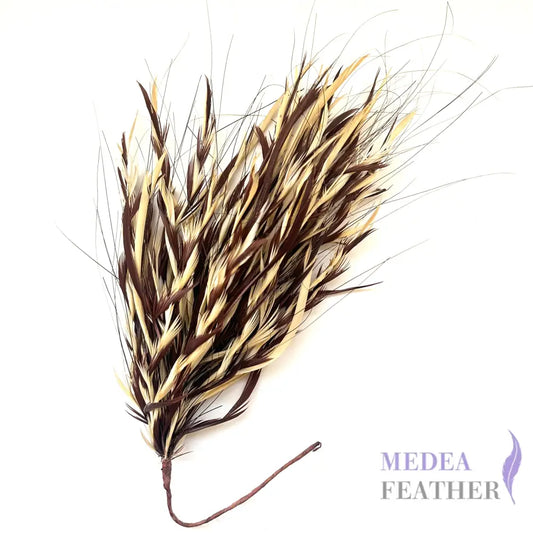Two-colour Goose Biot Feather Flower Mount Chocolate