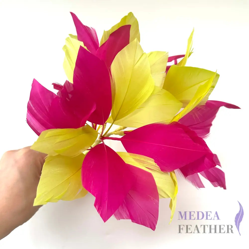 Two colour Goose Feather Mount #20 barbie pink & #57 cress green