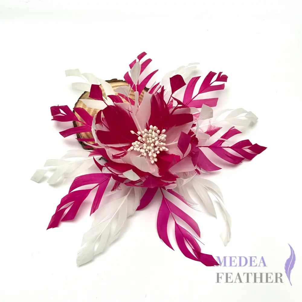 Two-colour Space Cut Goose Feather Flower Mount Custom - Please add text below