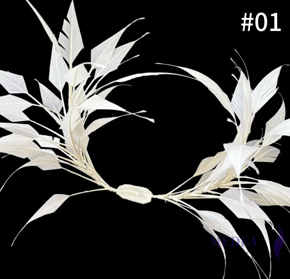 Two End Goose Feather Hat Mount for Millinery & Fascinator Making - DS25050G - #01 ivory