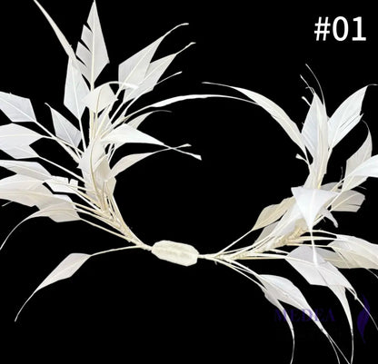 Two End Goose Feather Hat Mount for Millinery & Fascinator Making - DS25050G - #01 ivory