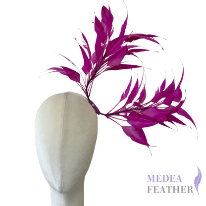 Two End Goose Feather Hat Mount for Millinery & Fascinator Making - DS25050G - #19 festival fuchsia