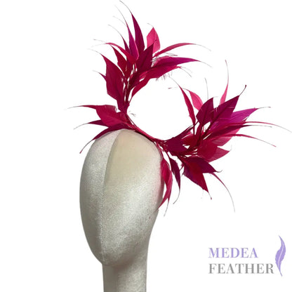 Two End Goose Feather Hat Mount for Millinery & Fascinator Making - DS25050G - #20 barbie pink & #101 fandango pink