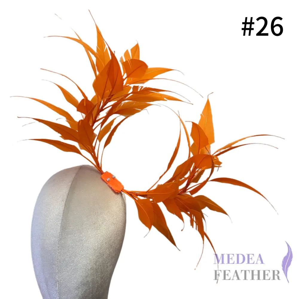 Two End Goose Feather Hat Mount for Millinery & Fascinator Making - DS25050G - #26 orange
