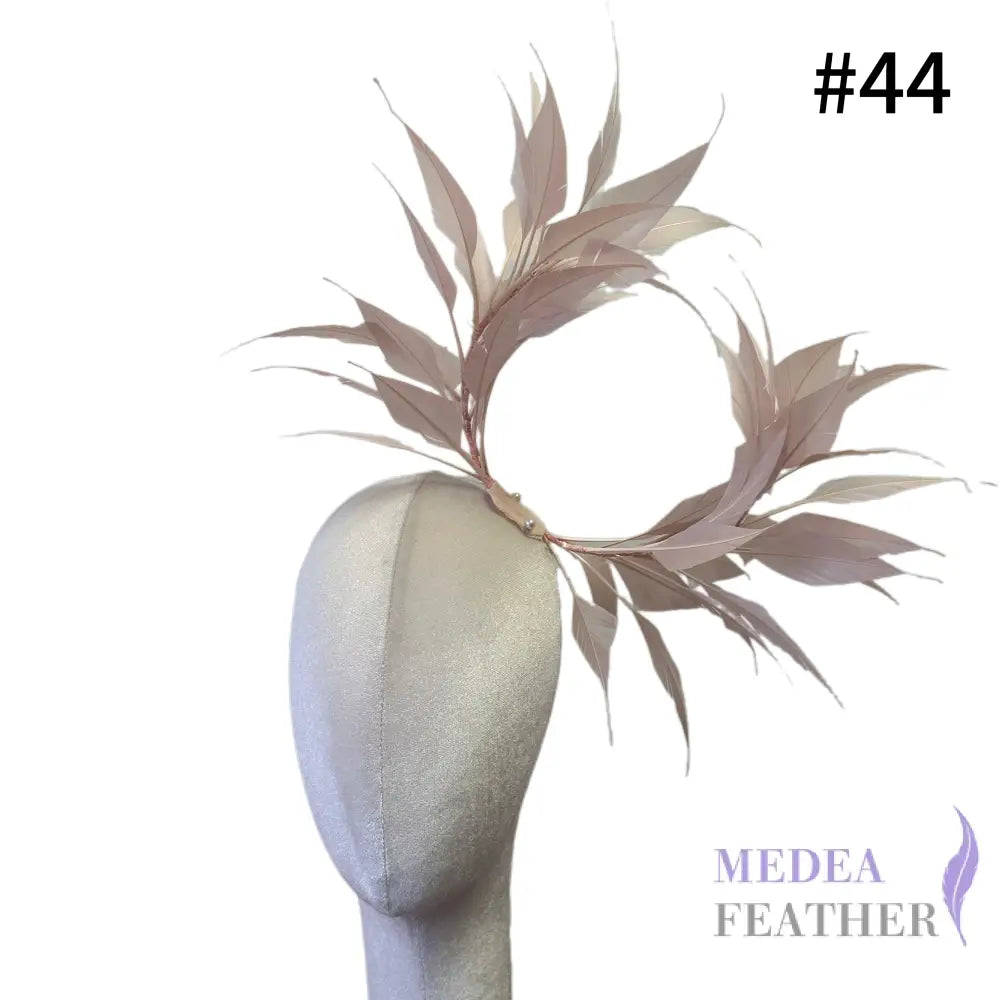 Two End Goose Feather Hat Mount for Millinery & Fascinator Making - DS25050G - #44 pale blush