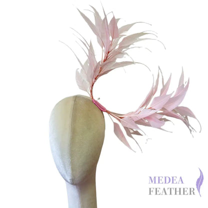 Two End Goose Feather Hat Mount for Millinery & Fascinator Making - DS25050G - #47 baby pink