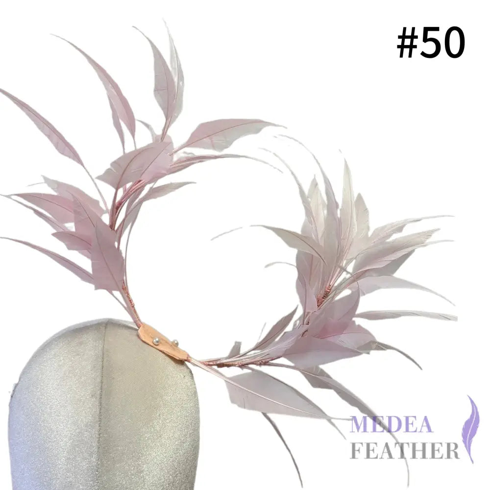 Two End Goose Feather Hat Mount for Millinery & Fascinator Making - DS25050G - #50 light pink