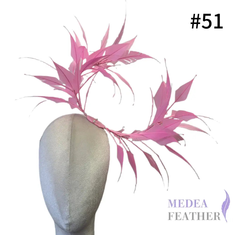 Two End Goose Feather Hat Mount for Millinery & Fascinator Making - DS25050G - #51 pink