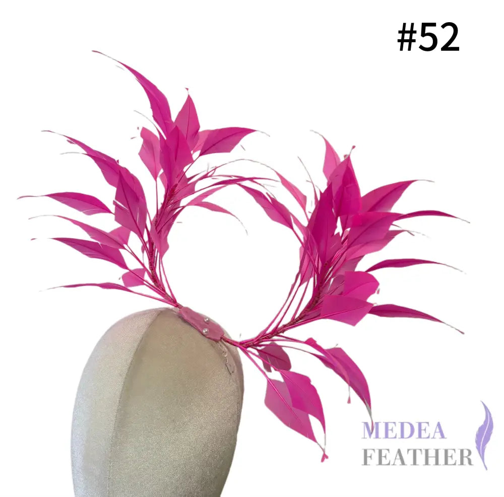Two End Goose Feather Hat Mount for Millinery & Fascinator Making - DS25050G - #52 neon pink
