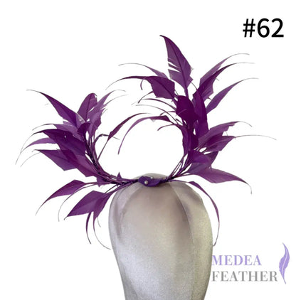 Two End Goose Feather Hat Mount for Millinery & Fascinator Making - DS25050G - #62 purple