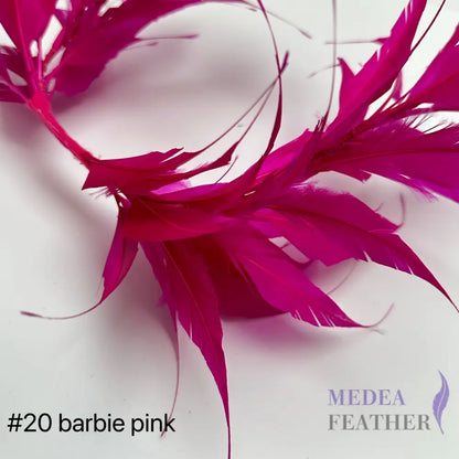 Two sides striped goose feather flower mount with wire accessory #20 barbie pink