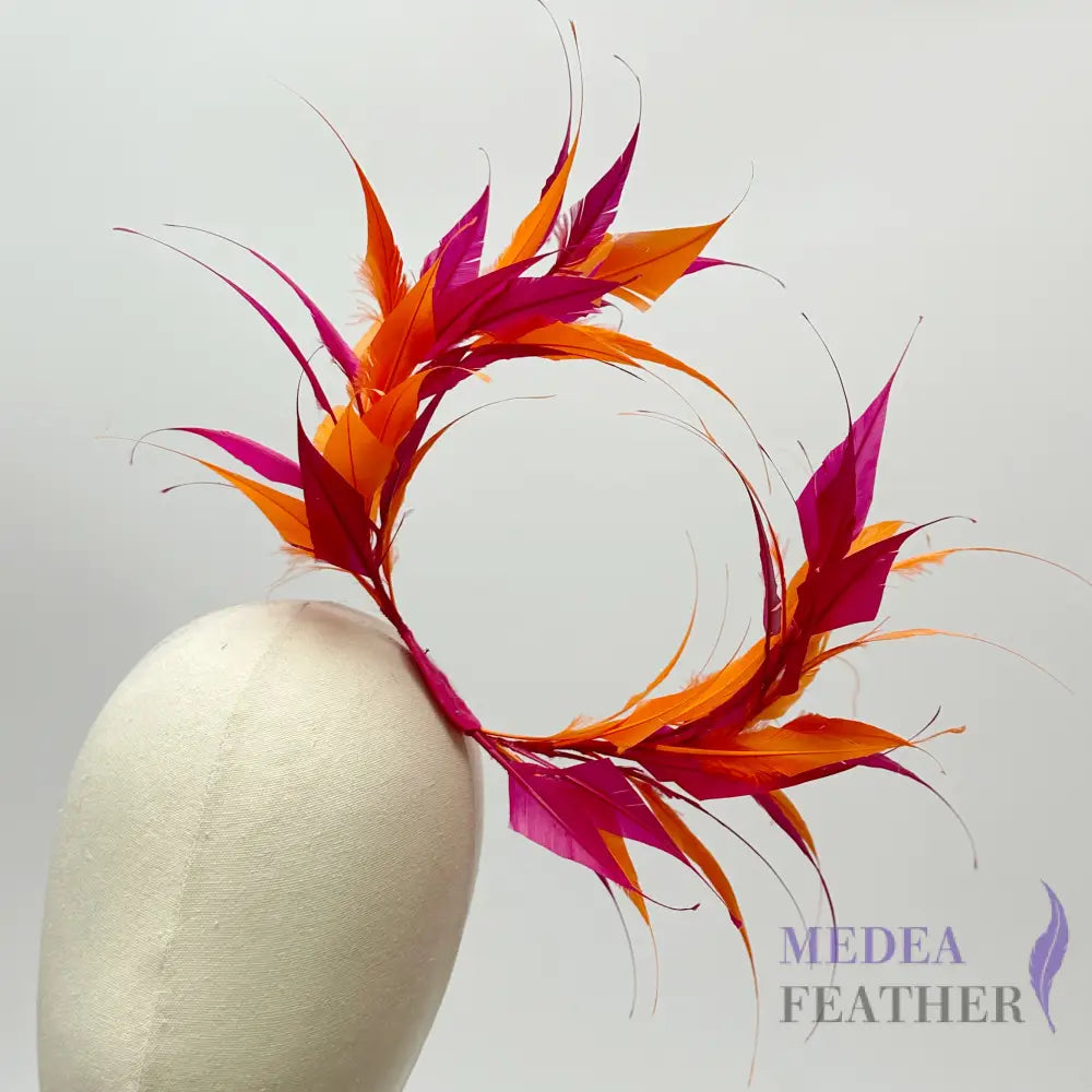 Two sides striped goose feather flower mount with wire accessory