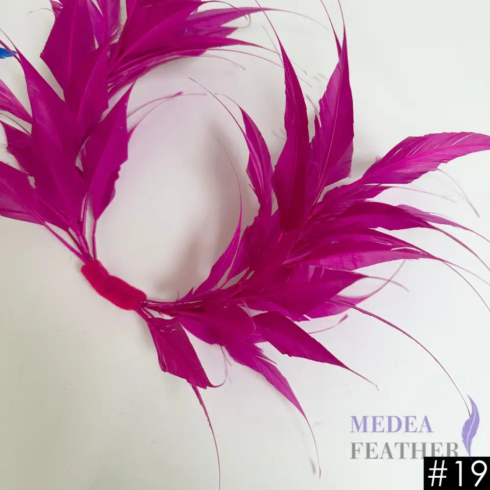 Two sides striped goose feather flower mount with wire accessory #19 festival fuchsia