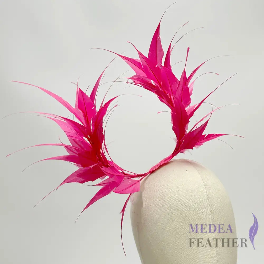 Two sides striped goose feather flower mount with wire accessory