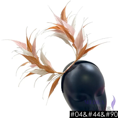 Two End Goose Feather Mount #04 cream & #44 blush & #90 sandstone mixed