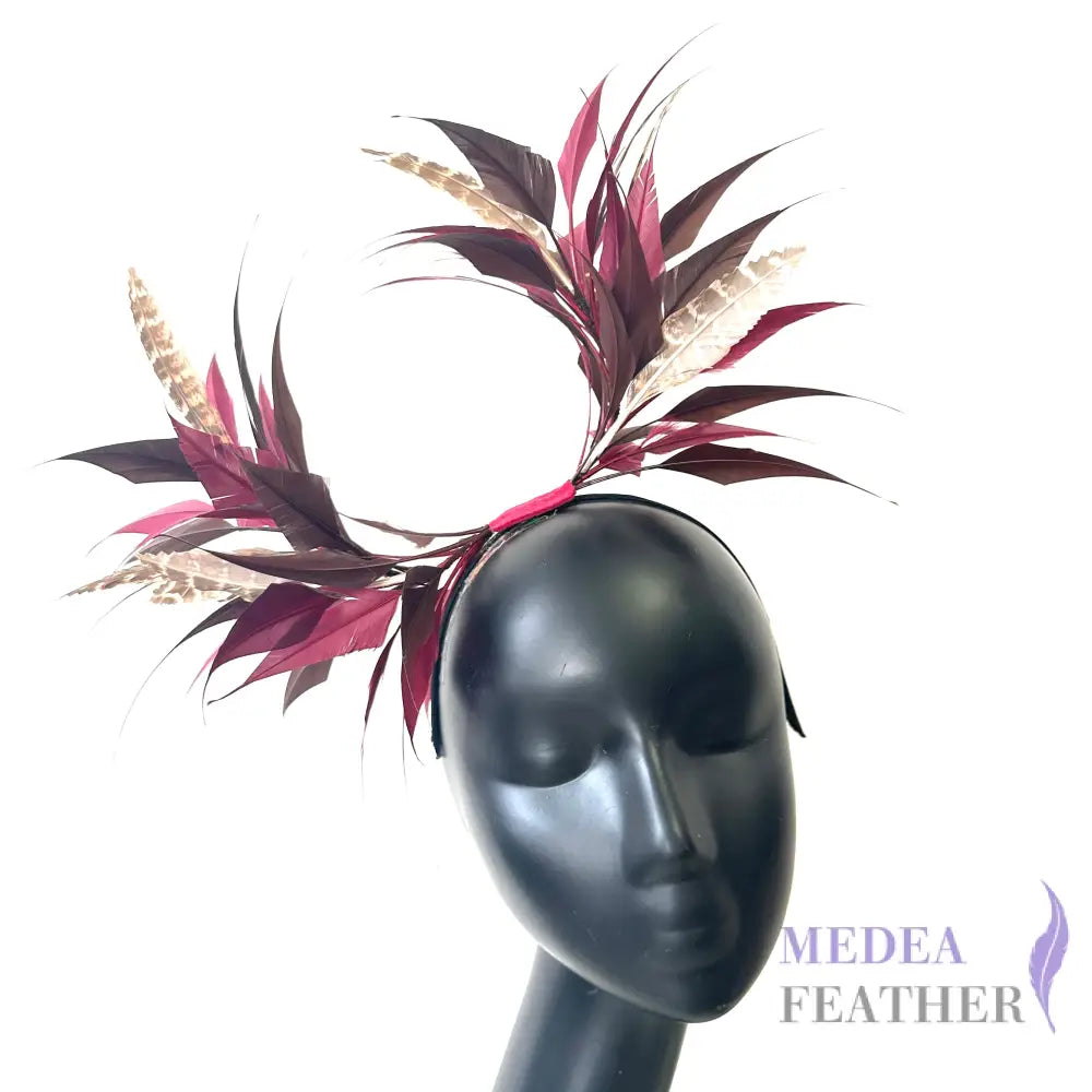 Two End Goose Feather & Natural Colour Feather Mount 35 Raspherry & 66 Cub+ Pheasant Feather