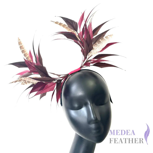 Two End Goose Feather & Natural Colour Feather Mount 35 Raspherry & 66 Cub+ Pheasant Feather