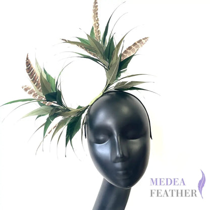 Two End Goose Feather & Natural Colour Feather Mount 68 Calliste Green & 69 Army Green + Pheasant Feather