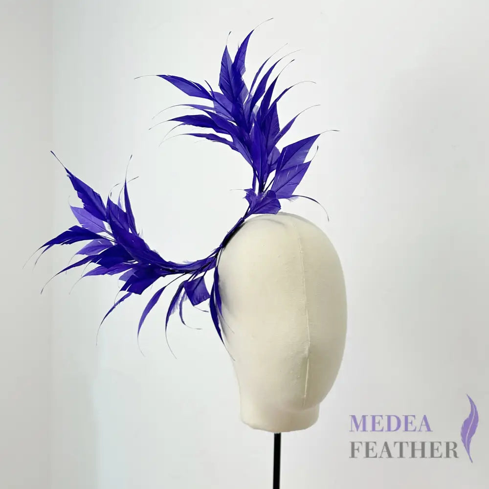 Two sides striped goose feather flower mount with wire accessory #063 purple
