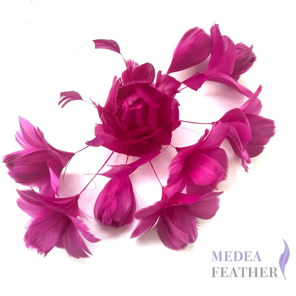 ’Valentines Roses’/ Classic Goose Feather Flower Mount #19 festival fuchsia