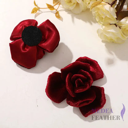 Velvet Camellia Flower - burgundy