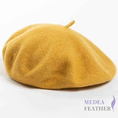 Wool Beret Hat M: 56-58cm / Mustard