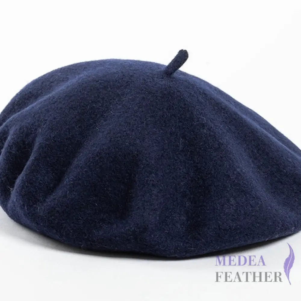 Wool Beret Hat M: 56-58cm / Navy