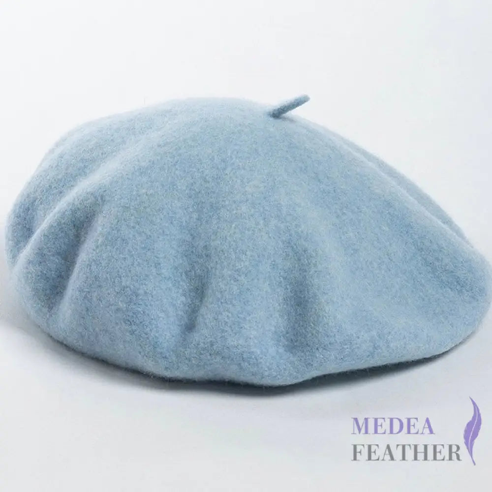 Wool Beret Hat M: 56-58cm / Sky blue