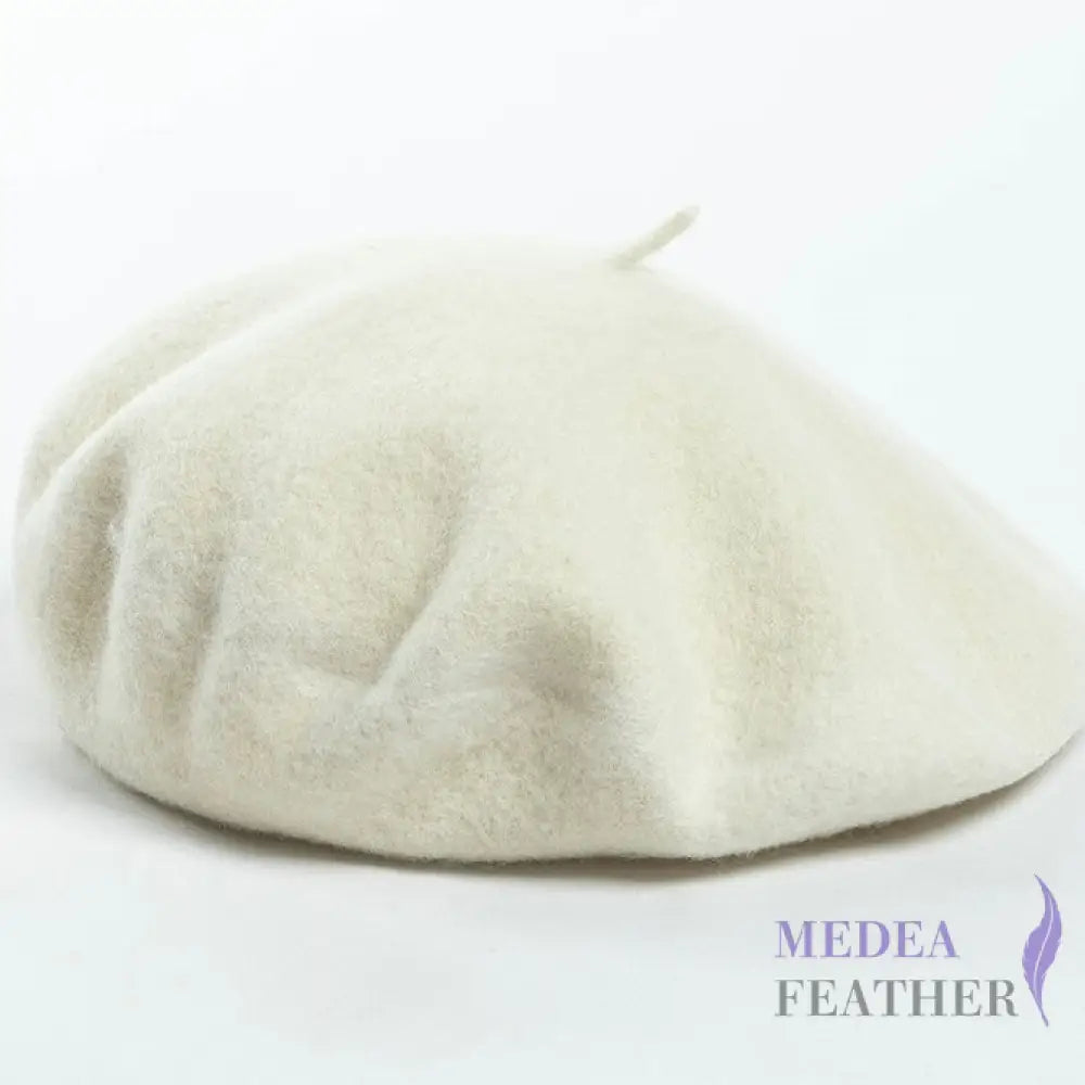 Wool Beret Hat M: 56-58cm / White
