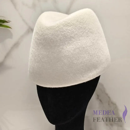 Wool Felt Pillbox Base F02 - White