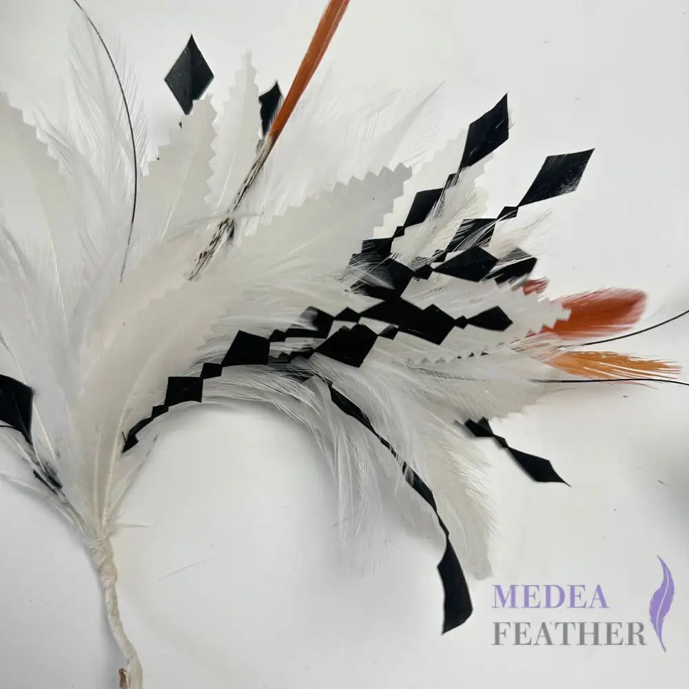 Zigzag Diamond Cut Goose Feather Coque & Pheasant Feather Mount Custom - Please add text below