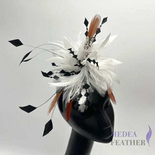 Zigzag Diamond Cut Goose Feather Coque & Pheasant Feather Mount Custom - Please add text below